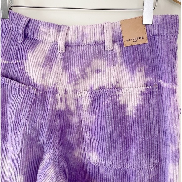Free People Corduroy Tie Dye Reese Pitched Straight Cord Pants Purple - Picture 8 of 15